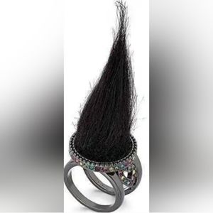 BETSEY JOHNSON Macy's Black Trolls Collection Ring.  Size 7